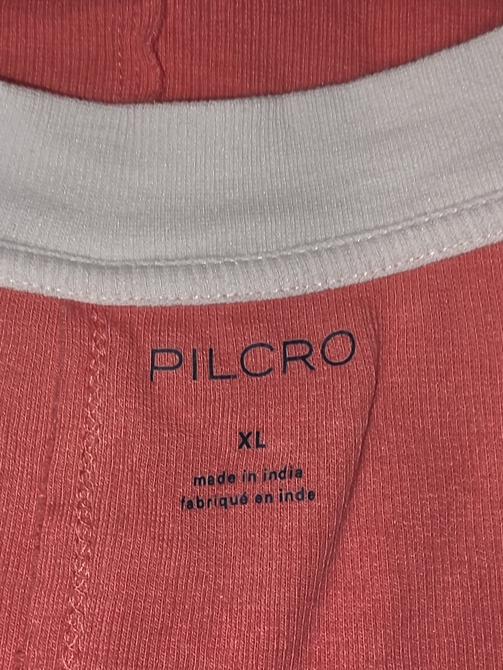 Pilcro Anthropologie Coral Deep V-Neck Short Sleeve Tee with White Trim Size XL - Picture 6 of 8